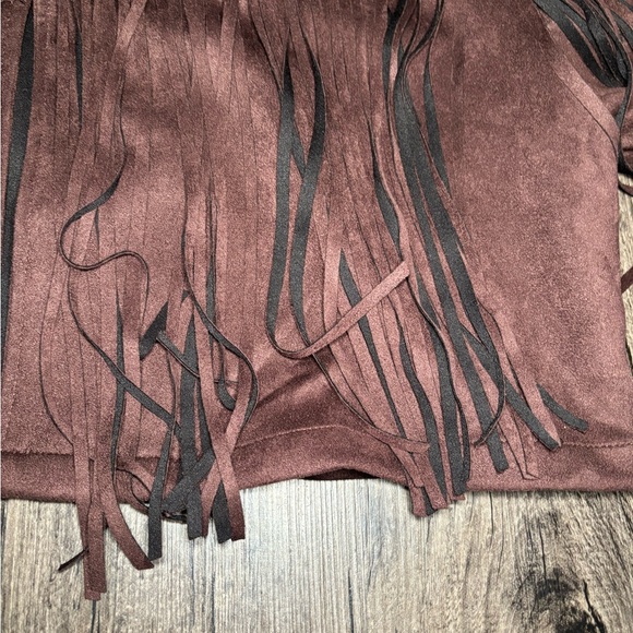 NWT Western Flair Fringed Brown Cropped Faux Suede Jacket Size XL - Picture 8 of 15